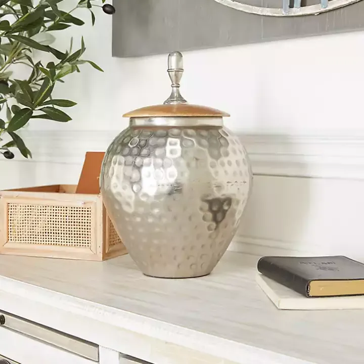 Silver Jar with Mango Wood Lid