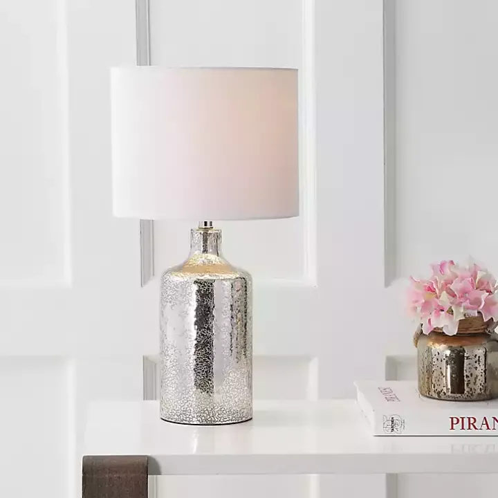 Silver Mercury Glass Cylinder Table Lamp