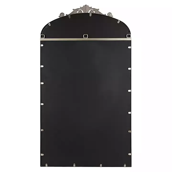 Silver Metal Arch Ornate Crown Wall Mirror