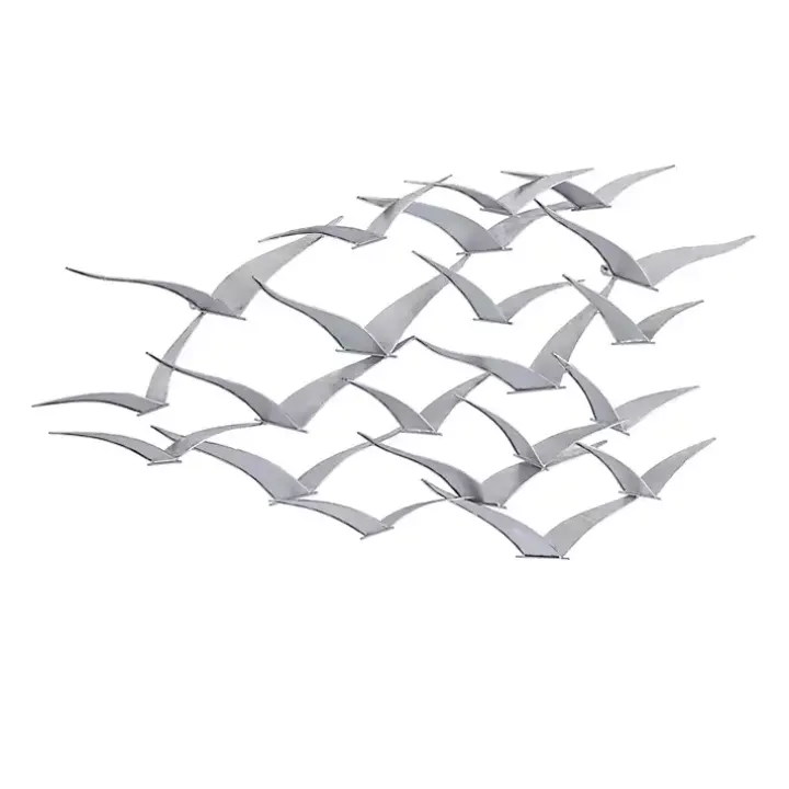 Silver Metal Flock of Birds Wall Plaque