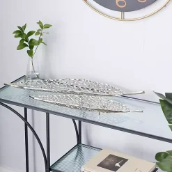 Silver Metal Leaf Trays, Set of 2