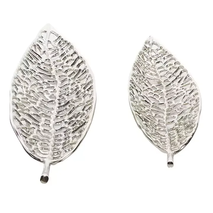 Silver Metal Leaf Trays, Set of 2