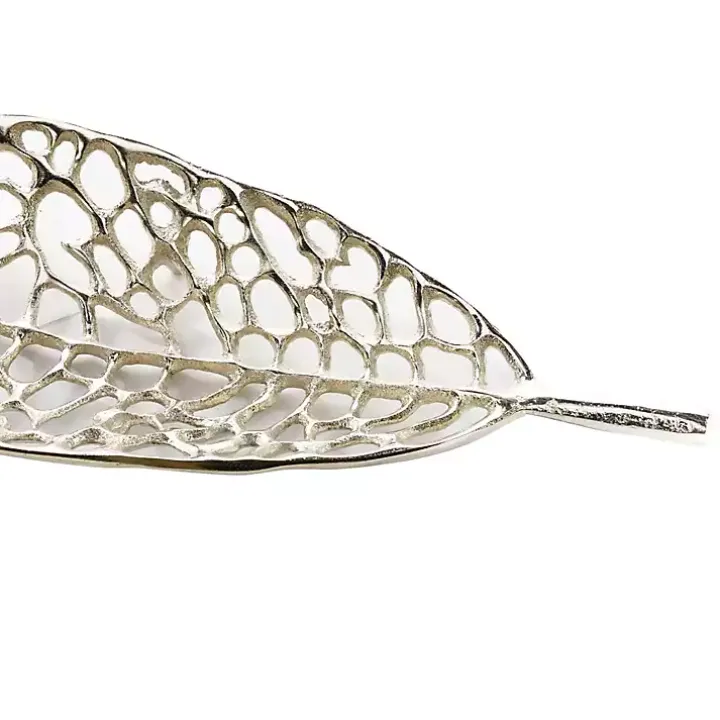 Silver Metal Leaf Trays, Set of 2