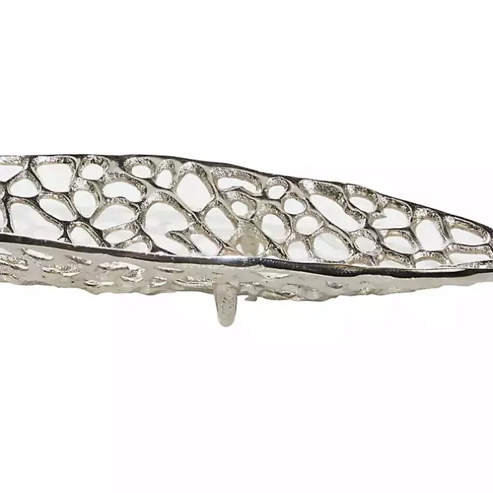 Silver Metal Leaf Trays, Set of 2