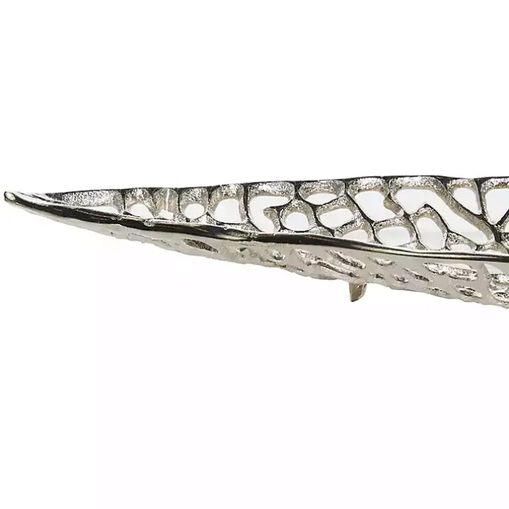 Silver Metal Leaf Trays, Set of 2