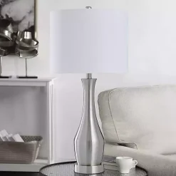 Silver Metal Taper Table Lamp