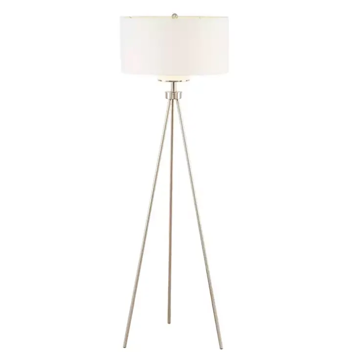 Silver Metal Tripod Floor Lamp