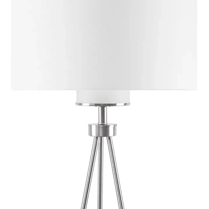 Silver Metal Tripod Floor Lamp