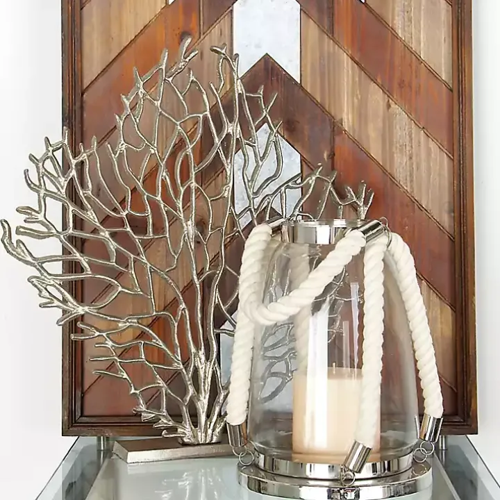 Silver Metallic Coastal Branch Statue