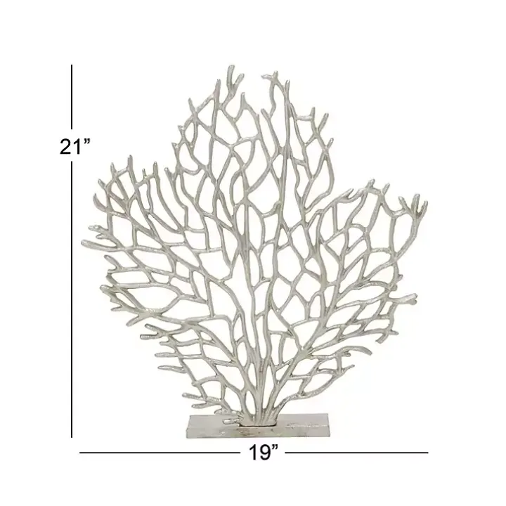 Silver Metallic Coastal Branch Statue