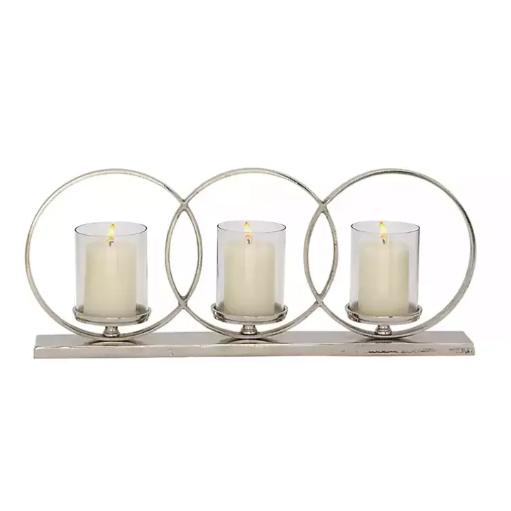 Silver Overlapping Halo Hurricane Candle Runner