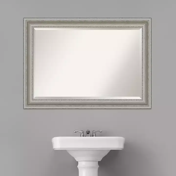 Silver Patina Scallop Framed Mirror, 30x42 in.