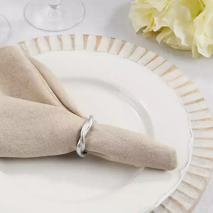 Silver Resin Twisted Napkin Rings, Set of 4