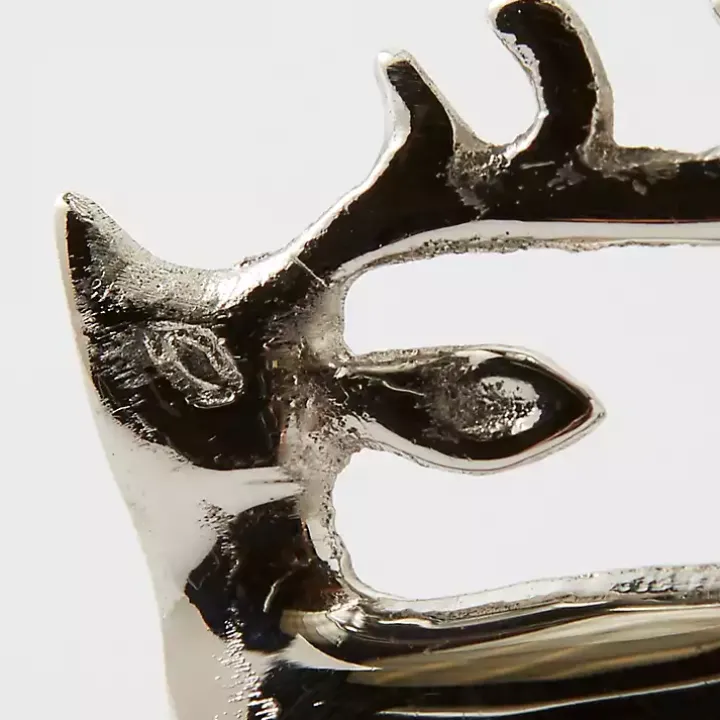 Silver Stag Napkin Rings, Set of 6