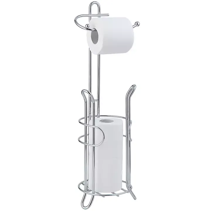 Silver Toilet Paper Storage Stand