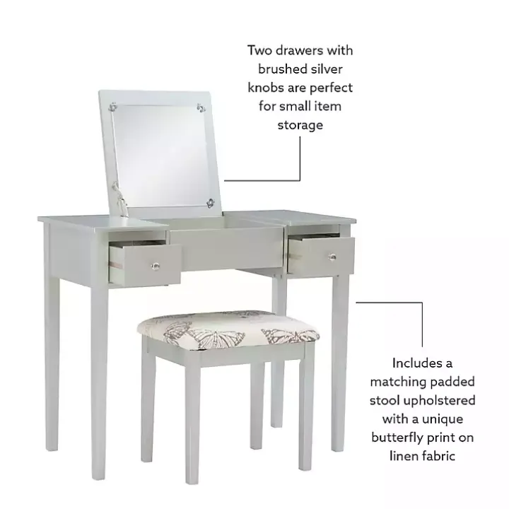 Silver Virginia Butterfly 2-pc. Vanity Set