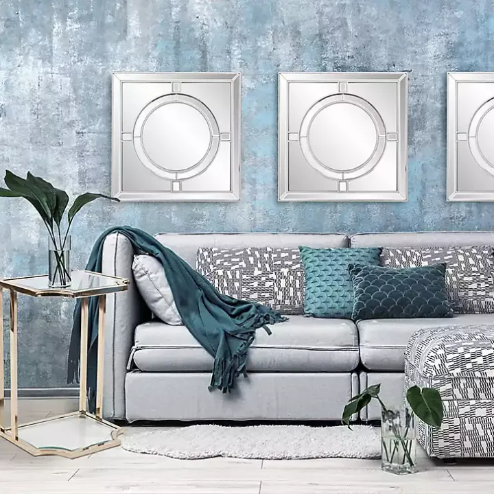 Silver Windowpane Square Wall Mirror