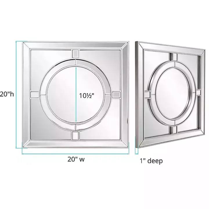 Silver Windowpane Square Wall Mirror