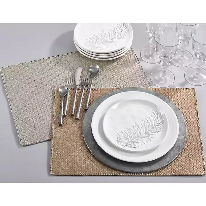Silver Woven Water Hyacinth Placemats, Set of 4