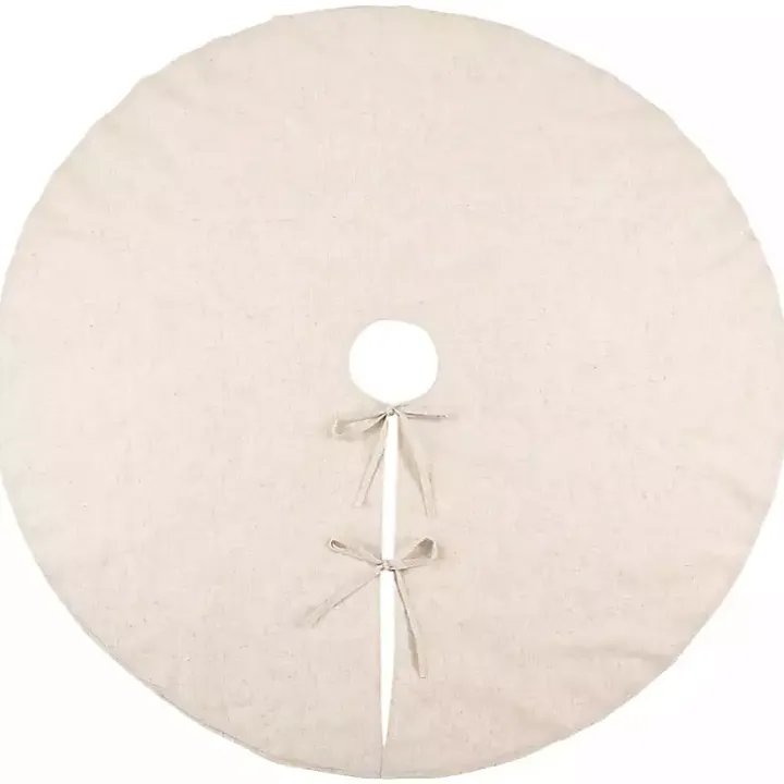 Simple Beige Linen Blend Tree Skirt, 72 in.