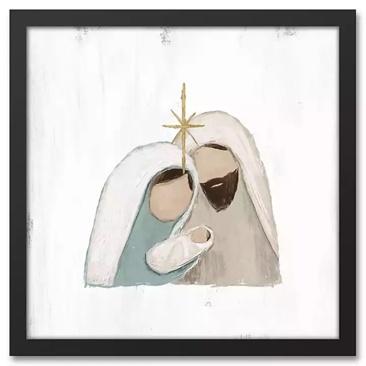 Simple Nativity Christmas Framed Wall Plaque