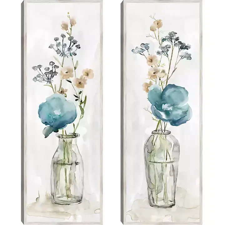 Simply Blue Framed Canvas Art Prints, Set of 2