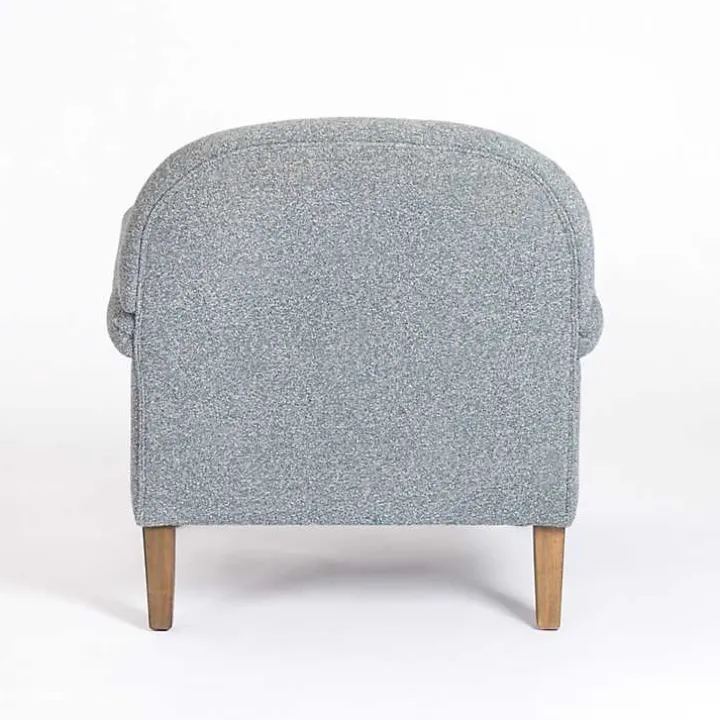 Sky Blue Boucle Tufted Chair & Ottoman Set