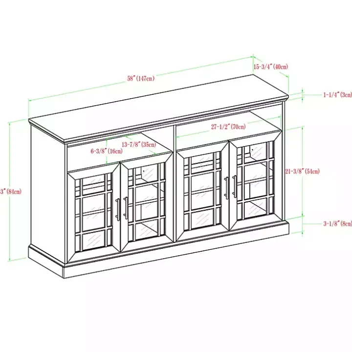 Slate Gray Glass Door Classic TV Stand