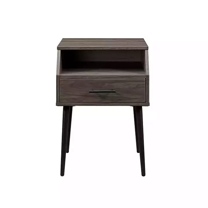 Slate Gray Open Storage Accent Table