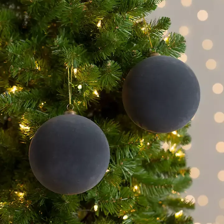Slate Velvet Ball 2-pc. Ornament Set, 6 in.