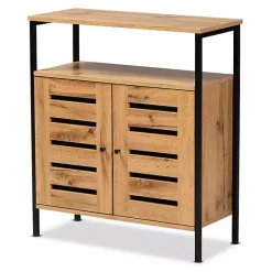 Slatted Oak Wood Cabinet