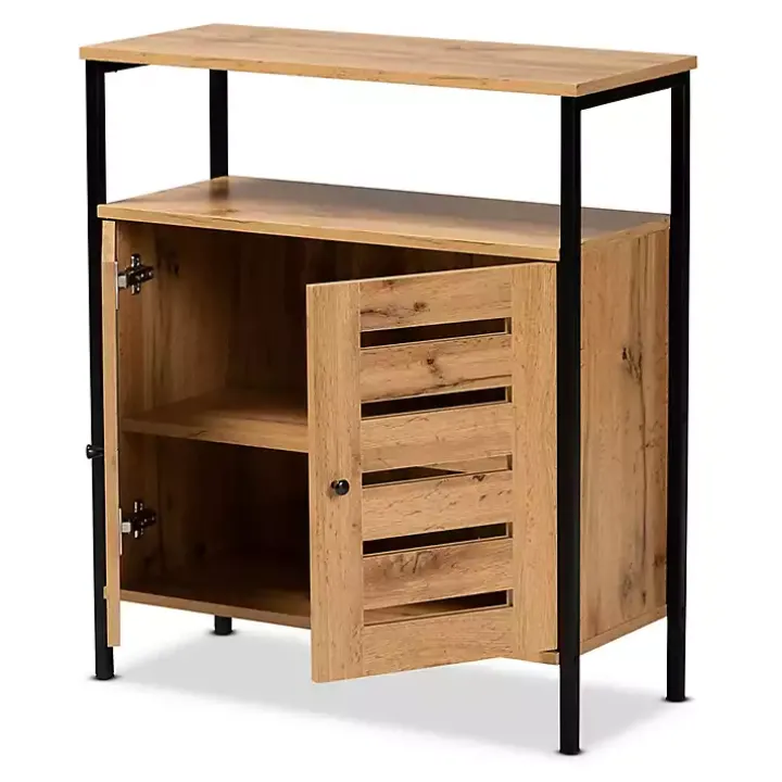 Slatted Oak Wood Cabinet