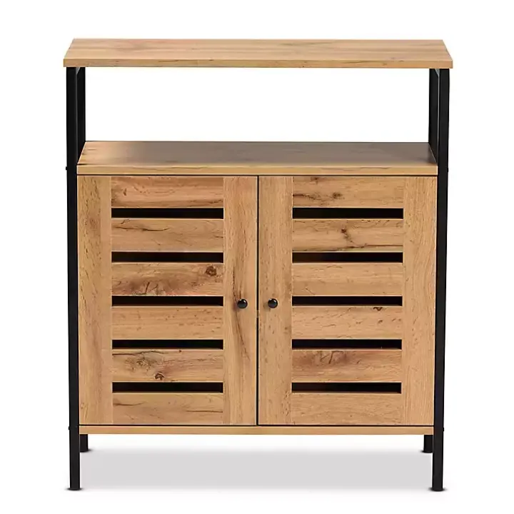 Slatted Oak Wood Cabinet