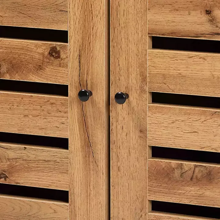 Slatted Oak Wood Cabinet