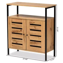 Slatted Oak Wood Cabinet