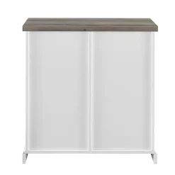 Slatted Sliding Barn Door White and Gray Cabinet