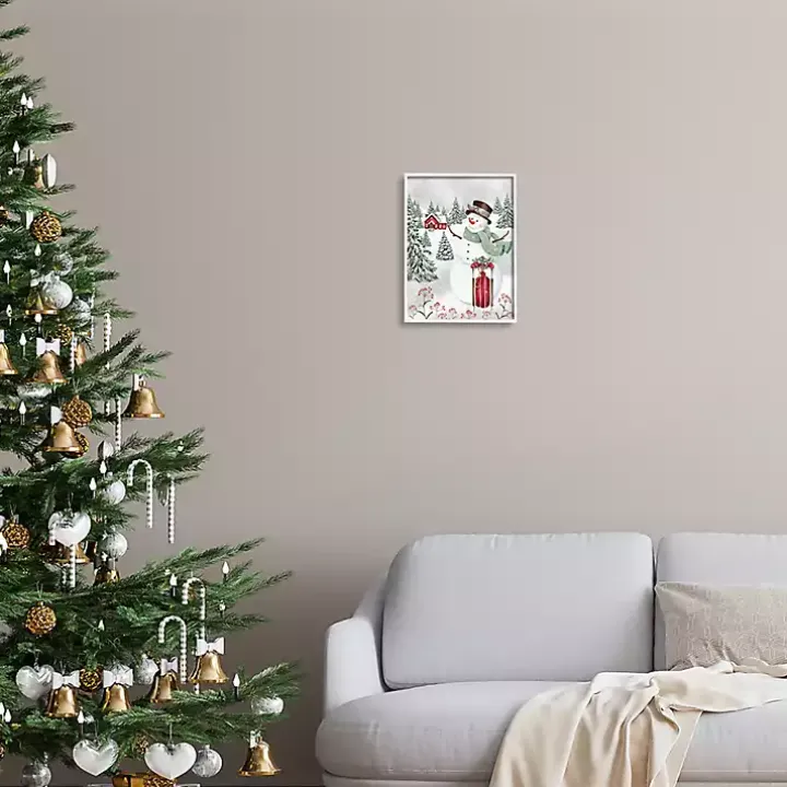 Sledding Snowman Framed Art Print