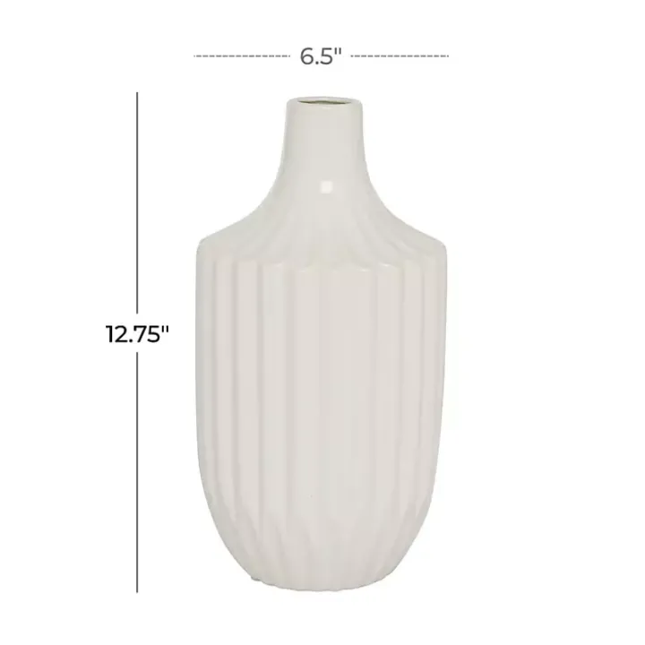 Slender Curtain Ribbed Vase, 13 in.