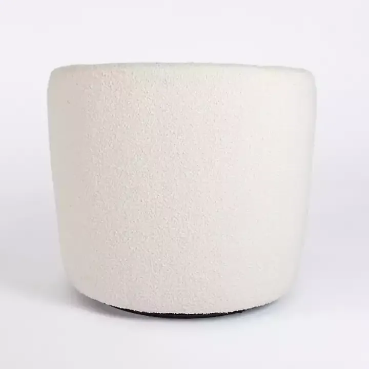 Small Round Cream Boucle Swivel Accent Chair