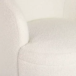 Small Round Cream Boucle Swivel Accent Chair