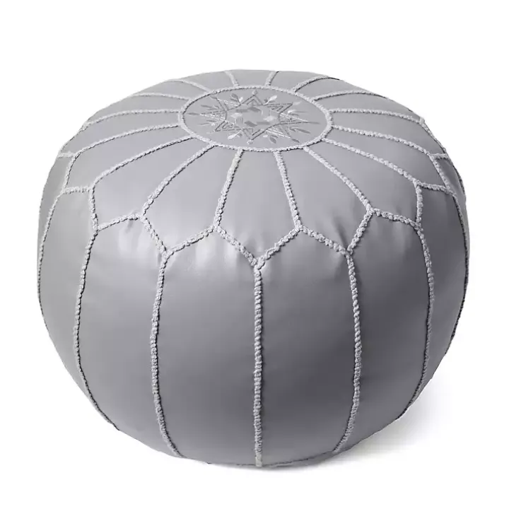 Smoke Moroccan Leather Pouf