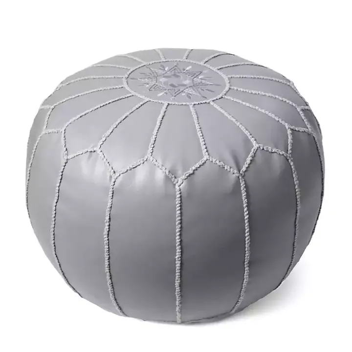 Smoke Moroccan Leather Pouf