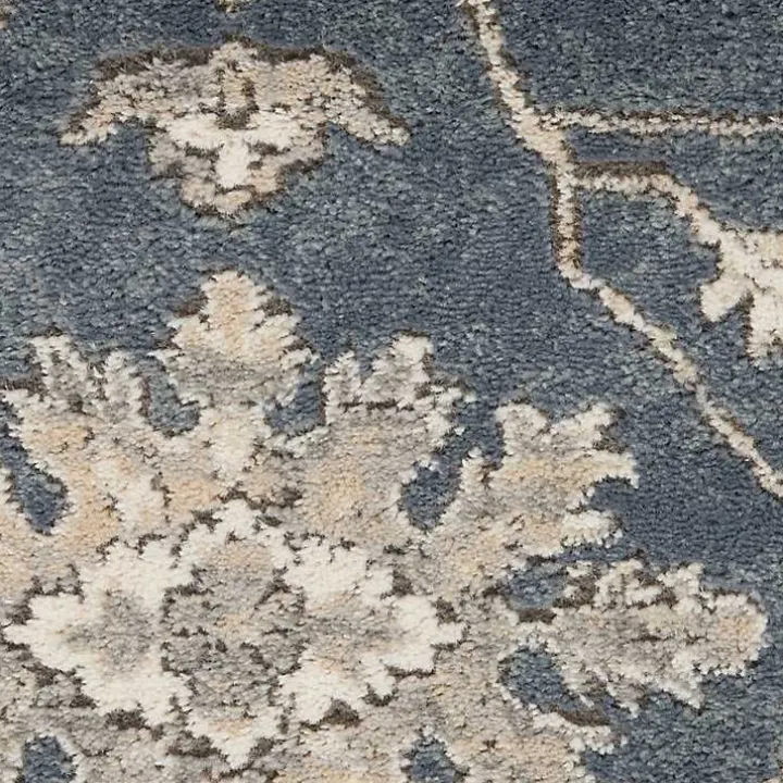 Smokey Blue and Ivory Floral Runner, 2x7