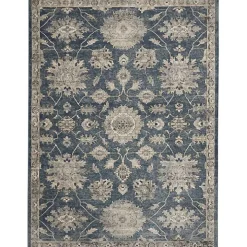 Smokey Blue and Ivory Floral Area Rug, 6x9