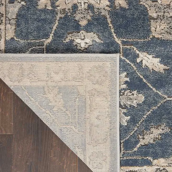 Smokey Blue and Ivory Floral Area Rug, 6x9