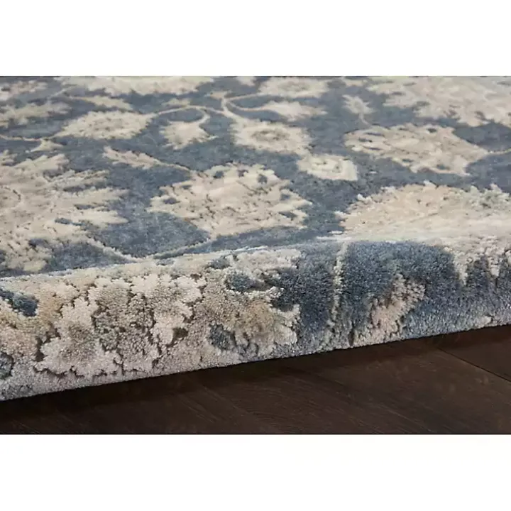 Smokey Blue and Ivory Floral Area Rug, 6x9