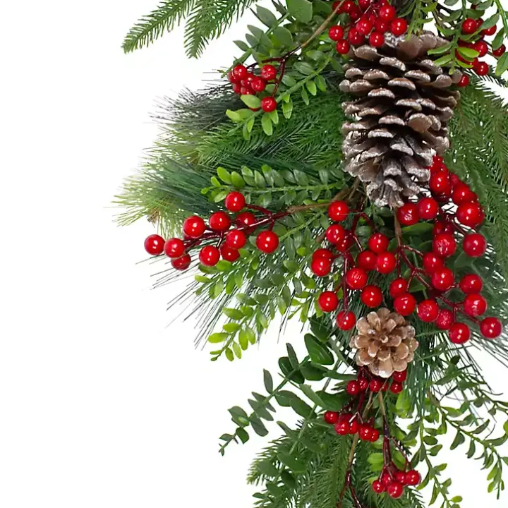 Snow Berry Pine Teardrop Christmas Swag