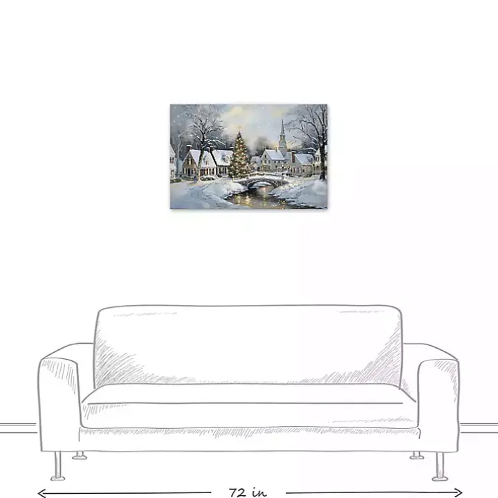 Snow Winter Village Canvas Art Print