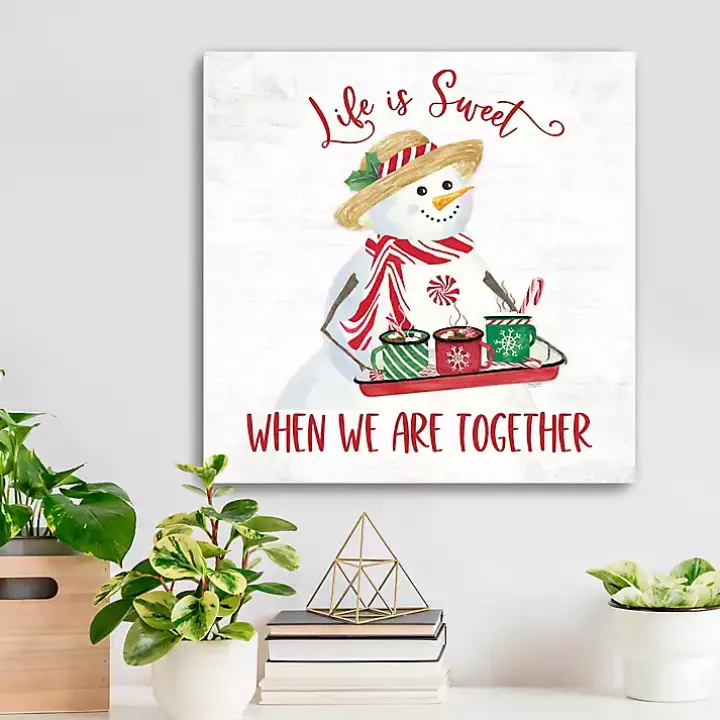 Snowman Life is Sweet Christmas Wall Plaque