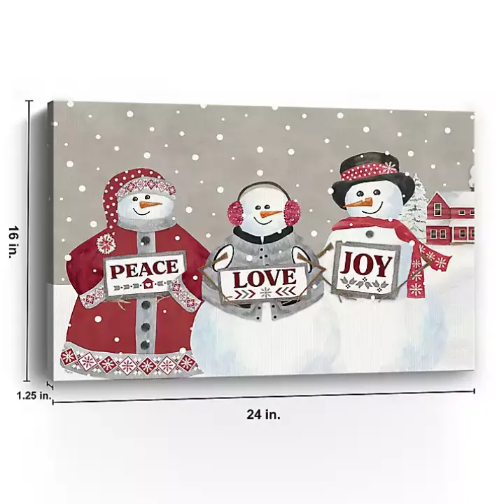 Snowman Peace Love Joy Christmas Wall Art